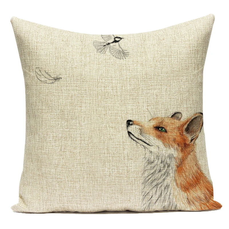 Animal Fox Rabbit Bird Decorative Cushions Pillowcase Geometry Cushion Cover Throw Pillow Cover Sofa Car Home Decor Pillowcover