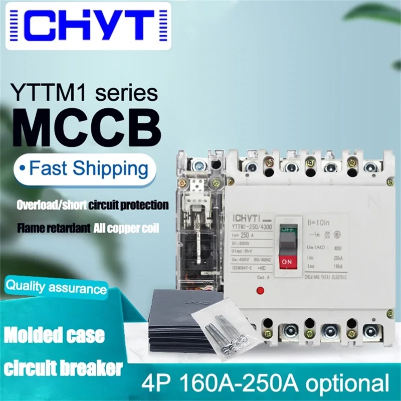 

CHYT Molded Case Circuit Breaker 160A 200A 225A 250A Three-Phase Four Wire 4P Moulded Case Air Switch 380v MCCB