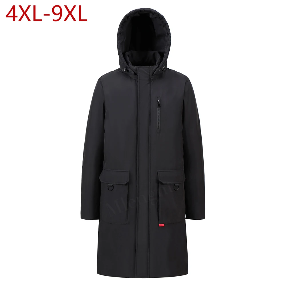 Winter Männer der Winddicht Jacke Große Größe 9XL Übergroßen Einfache Feste Parkas Hut Abnehmbare Mantel Dicken Herbst Outwear Männer Kleidung