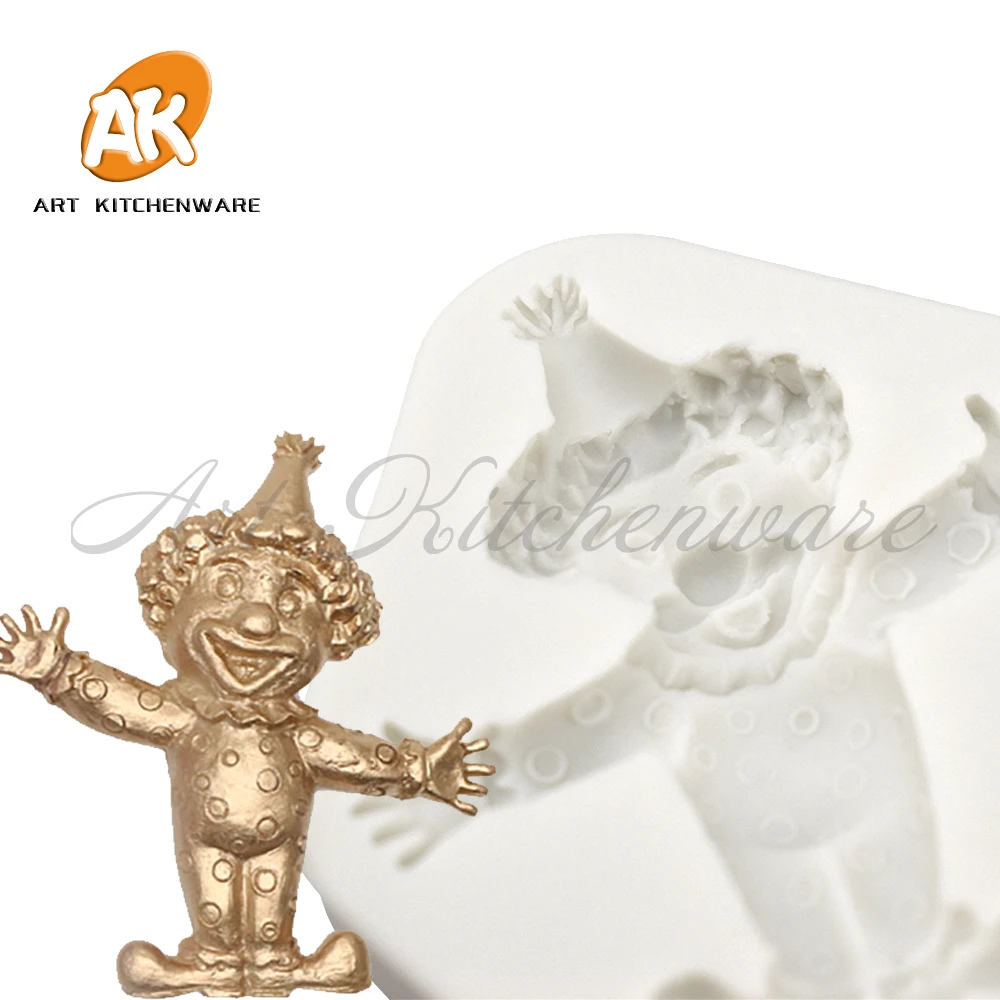 3D Circus Smile Clown Design Silicone Mold Chocolate Fondant Gumpaste Mould DIY Soap Candle Moulds Cake Decorating Tool Bakeware