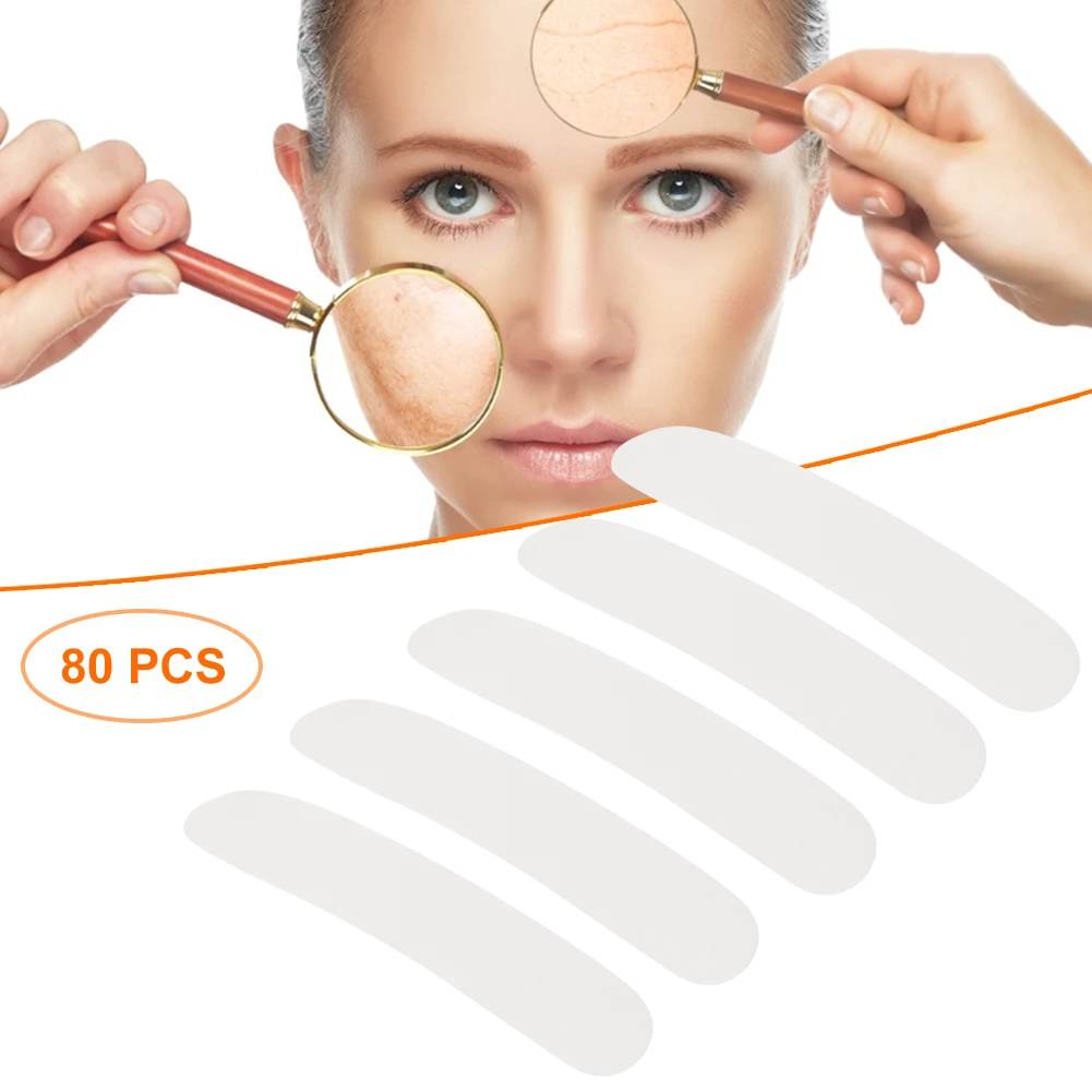 80PCS Reusable Silicone Forehead Patch Wrinkle Remover Strips For Smooth Firming Skin Anti-wrinkle Face Lifting Stickers Patch