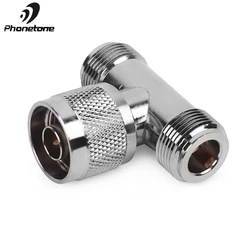 3 Way Connector N Male Jack to 2 N Female Triple T in RF Adapter for Outdoor / Indoor Antenna / Signal Repeater N Male Connector