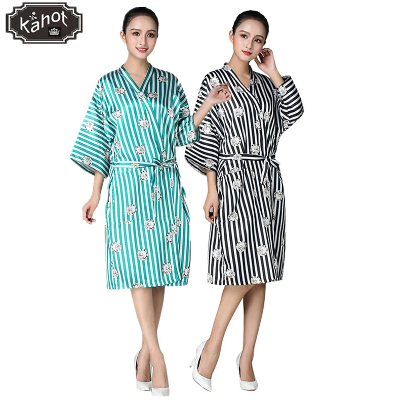 

Professional Salon Stylist Cosmetology Hairdressing Robes Beauty SPA Customer Service，Fashion Stripe Home Dress，Nightgown