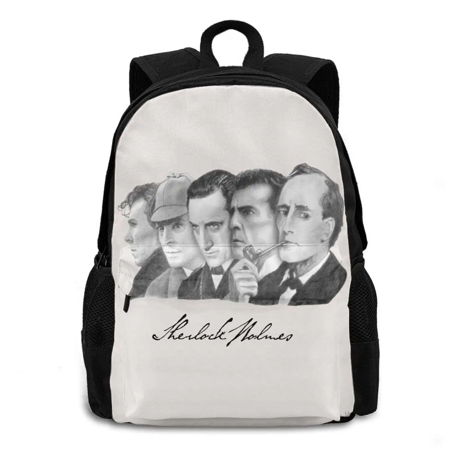 Through The Years Bag Backpack For Men Women Girls Teenage Black Sherlock Jeremy Brett Basil Rathbone Benedict