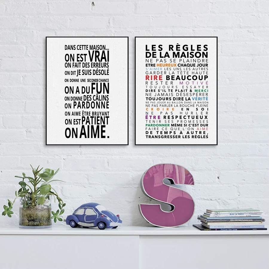 French House Rules Quote Canvas Art Print Poster Wall Decor , DANS CETTE MAISON Quote Canvas Painting Home Decoration