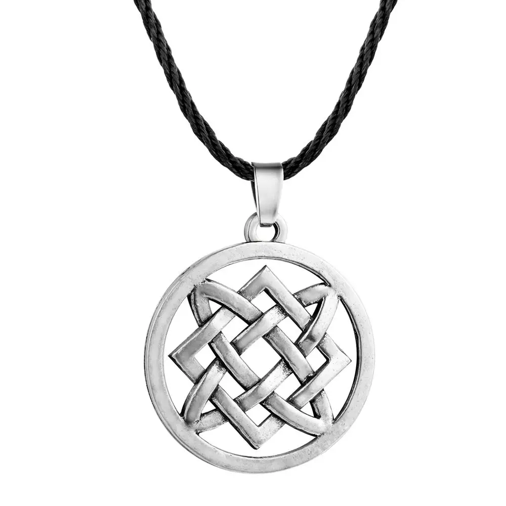 QIAMNI Punk Slavic Viking Lada Star Amulet Pendant Necklace Irish Knot Choker Necklace Nordic Pagan Talisman Rope Chain Jewelry