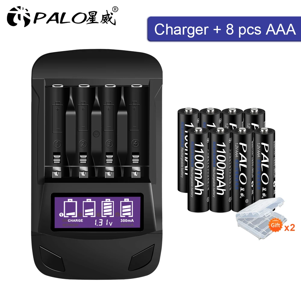 

1.2V AAA rechargeable battery AAA NiMH 3A Pre-charged Bateria low self discharge aaa Batteries+smart battery charger for AA AAA