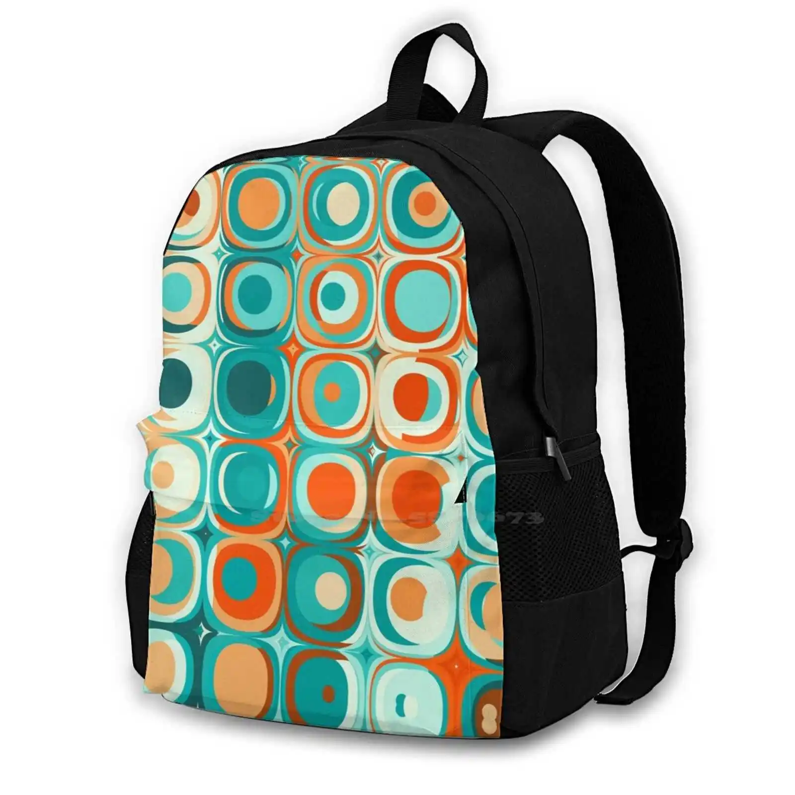 Turquoise And Orange Dots New Arrivals Unisex Bags Casual Bag Backpack Geometric Dots Circles Pattern Blue Turquoise Orange