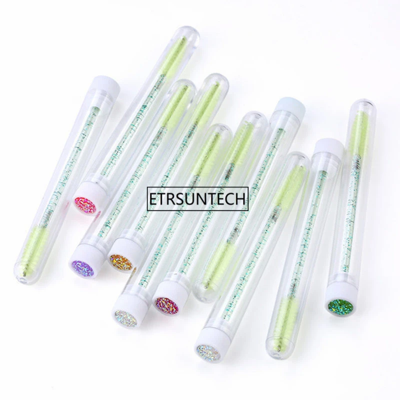 200pcs NEW Eyelash Extender Disposable Eyebrow Brush Separate Tube Design Charming Diamond Bottom Mascara Stick Applicator