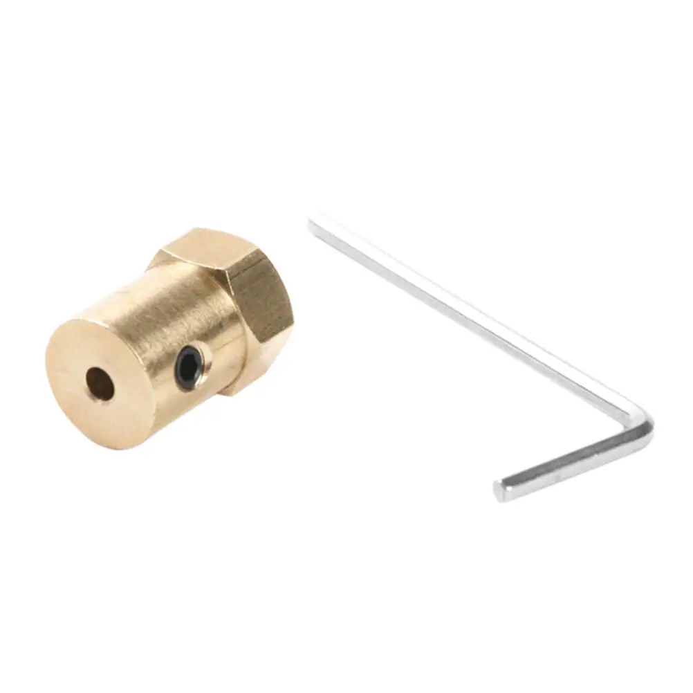 3Mm/4Mm/5Mm/6Mm/7Mm/8Mm Hex ตัวเชื่อมต่อทองเหลืองยืดหยุ่นเพลามอเตอร์ Coupling สกรูประแจ