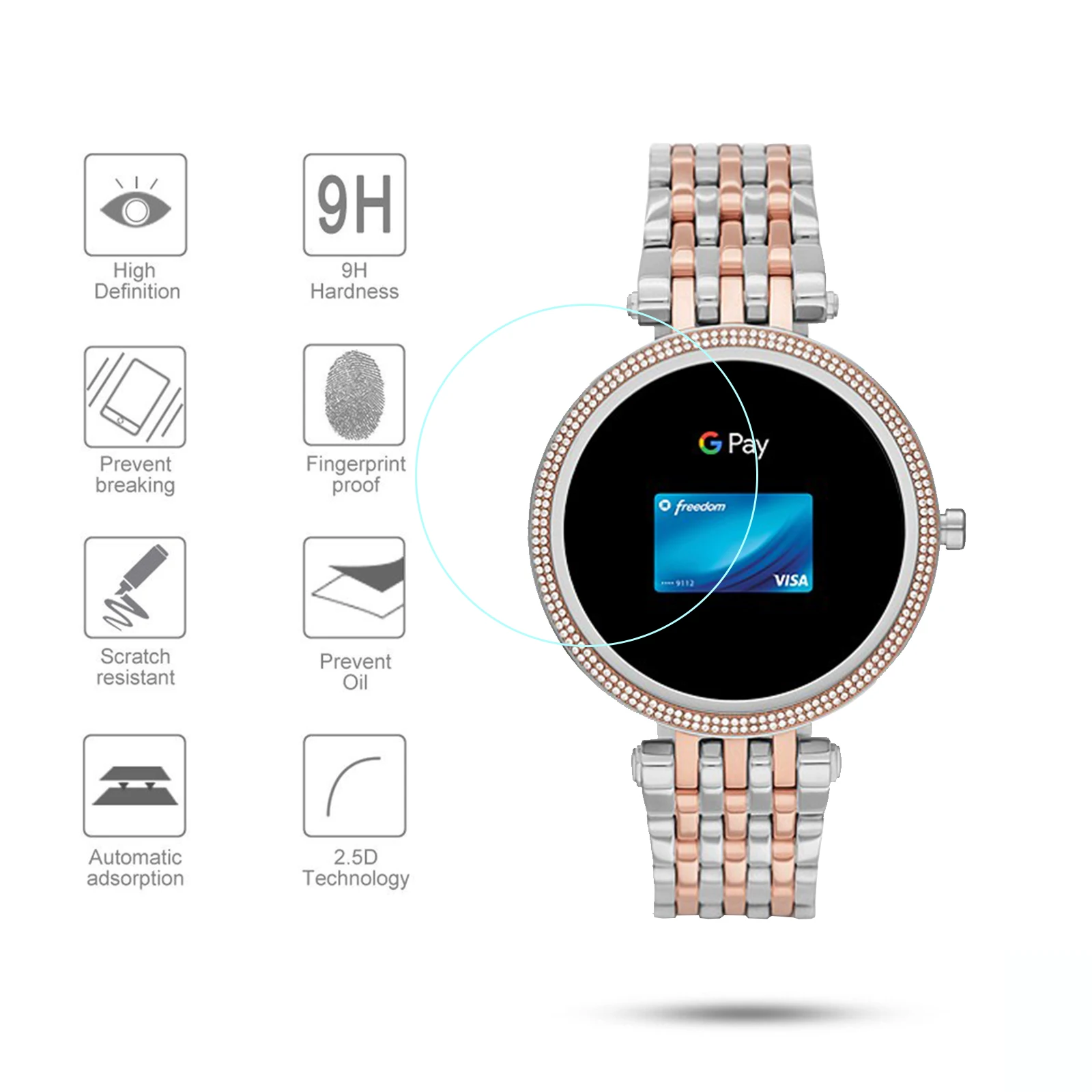 3 حزمة ل مايكل كورس Gen 5E Darci Smartwatch الزجاج المقسى واقي للشاشة 9H حامي مقاومة للخدش مكافحة تتحطم