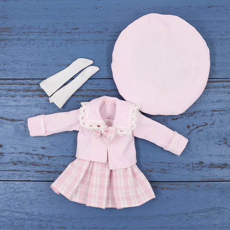 ICY DBS Blyth doll clothes Pink Maid outfit with coat and socks suit toy dress