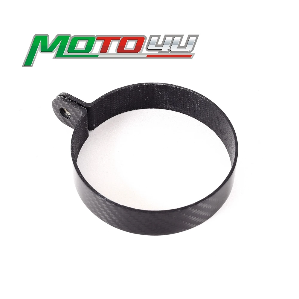 100MM Real Carbon Fiber Motorcycle Exhaust Holder Clamp Fixed Ring Support Bracket Pipe Muffler Escape Circular Twill Weave