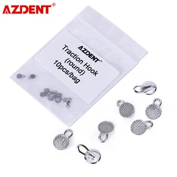 10 pcs/bag azdent dental ortodôntico lingüística botão redondo/retangular base bondable tração gancho dentistas orto material