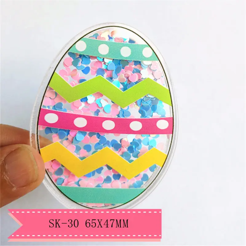 1pcs cartoon character Quicksand Acrylic Sequins Easter egg Shaker Resins DIY bow center SK-30