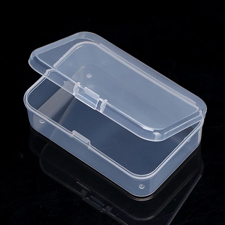 Clear Plastic Empty Storage Containers Box with Hinged Lid for Crafts, Jewelry, Hardware, Tools, Office Supplies 8.3x5.4x2.6cm