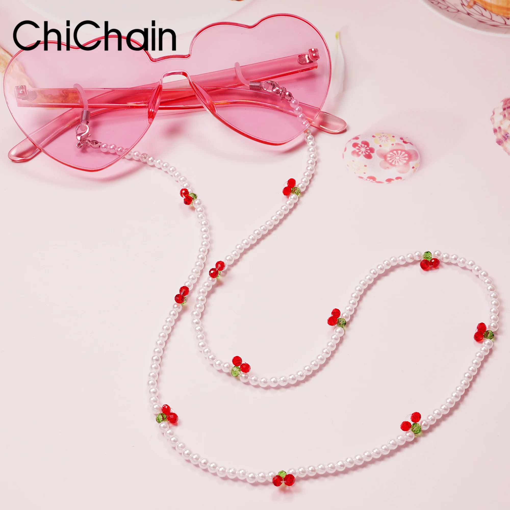 Fashion Transparent Crystal Glasses Chains for Woman Gril Crystal Black Beads Eyeglasses Necklace Metal Sunglasses Cord Lanyard