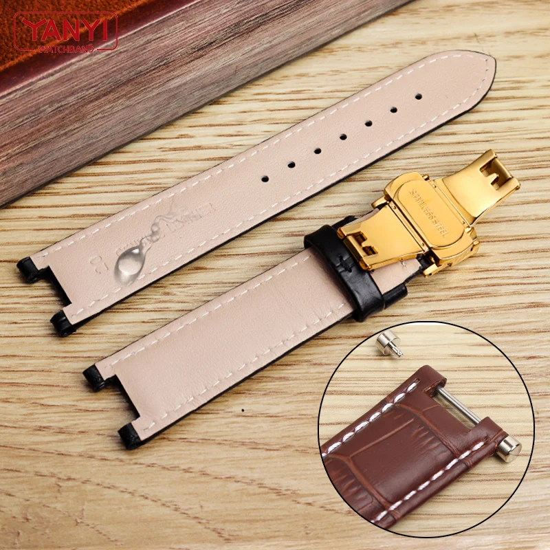 Top Layer Cowhide Genuine Leather bracelet for GC 22*13mm 20*11mm Notched watch strap senior watchband wristwatches band screw