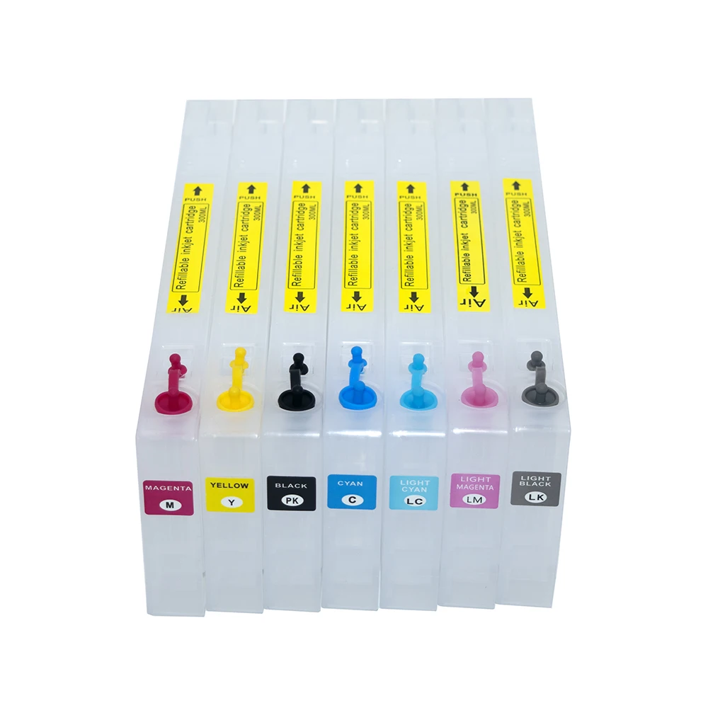 

7 Color 300ml T544 T5441-T5447 Refillable Ink Cartridge For Epson Stylus Pro 7600 9600 Printer