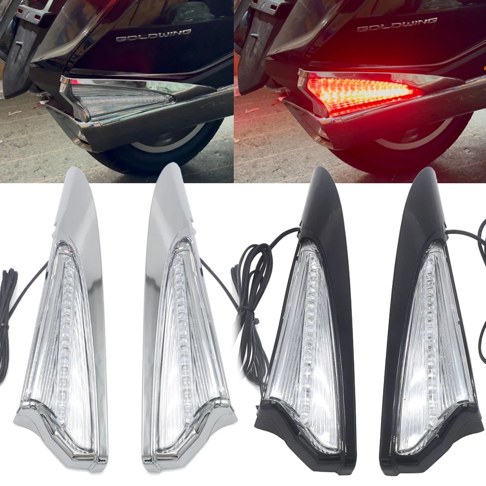 NEW For HONDA Gold Wing GL 1800 Goldwing GL1800 & F6B 2018-UP Motorcycle Saddlebag Accent Swoop LED Light Case Cover Chrome 2020