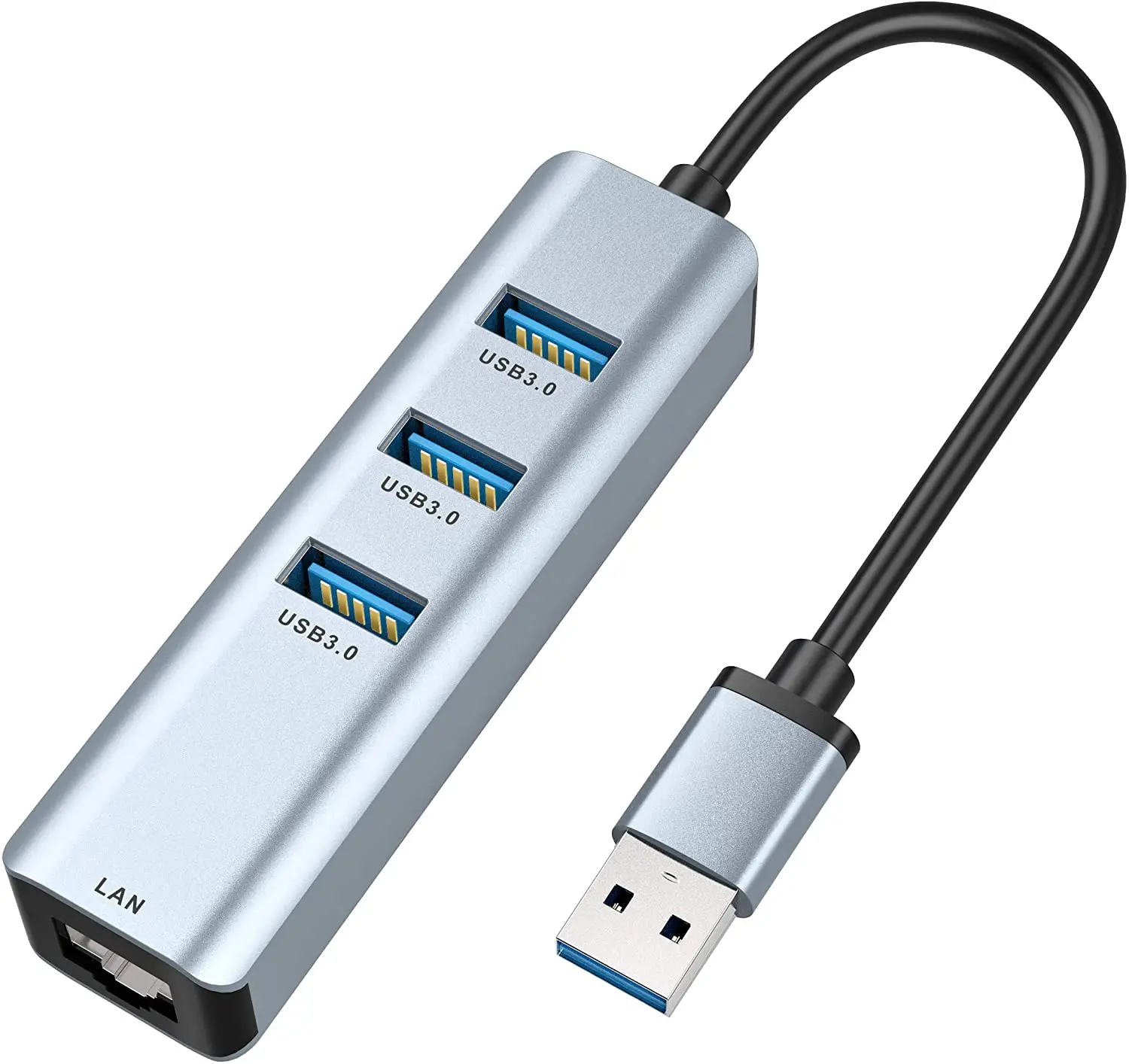 USB 3.0 to 3-Port USB 3.0 Hub with RJ45 10/100/1000 Gigabit Ethernet Adapter  Support for Win10,8.1,Mac OS, Surface Pro,Linux