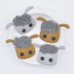 10Pcs 50*32mm Sheep Embellishment with Plush for DIY Clothes Hat Patch Fabric Sewing Craft Socks Gloves Shoes Decor Applique L91