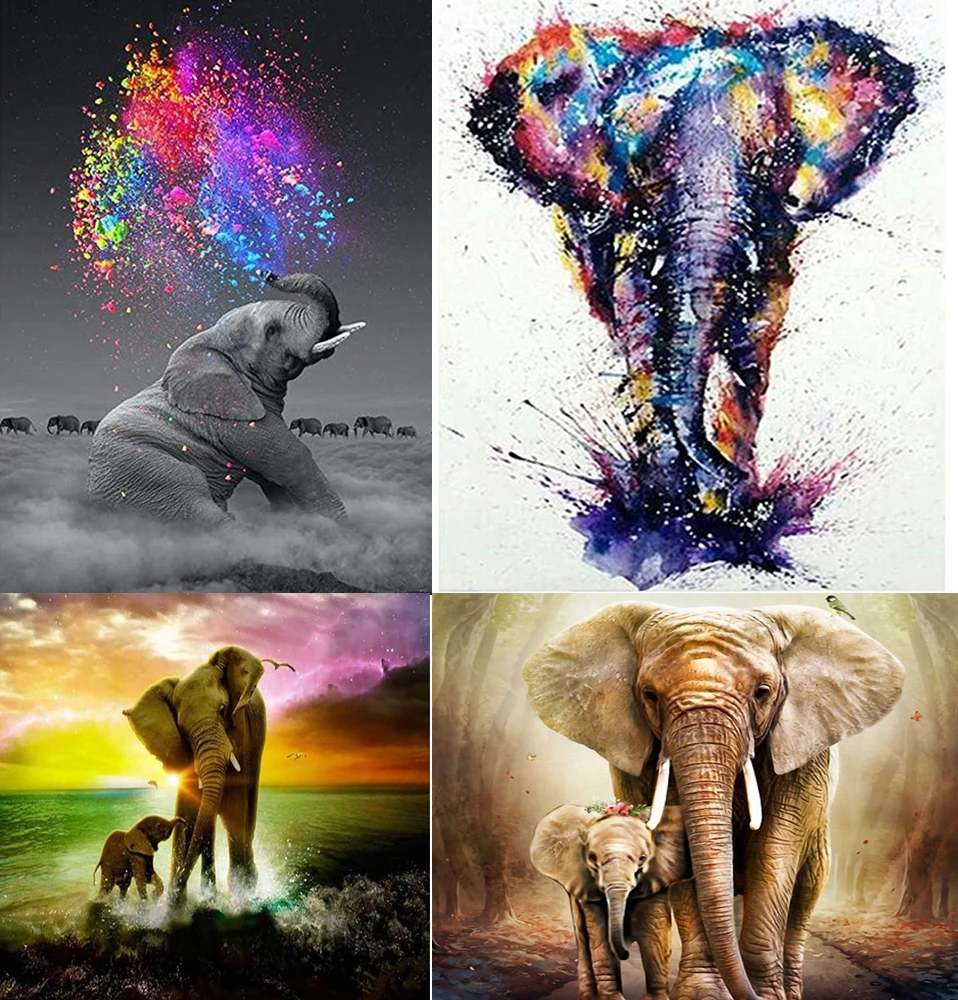 

5d Diy Diamond Painting Elephant Mosaic Art Rhinestone Round Square Diamond Painting Cross Stitch Animal Home Decoration Gift