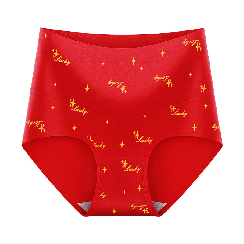6pcs women's underwear Tiger New Year red panties High-waisted cotton tummy bacteria-suppressing cotton women's briefs