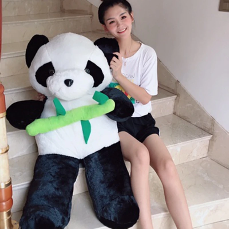 Cute Simulation Animal Bear Plush Toy Giant Soft Bamboo Panda Doll Hug Pillow for Children Birthday Gift Decoration 100cm