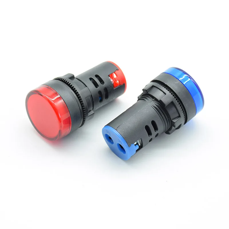 2pcs 22mm 12V 24V 110V 220V  22mm Panel Mount LED Power Indicator Pilot Signal Light Lamp red blue green white yellow lamp