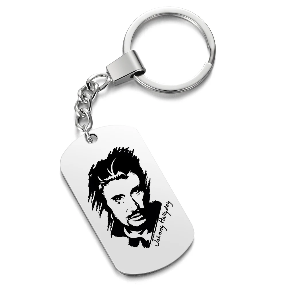 Personalized Engrave Johnny Hallyday Photo Punk Rock Necklace Custom Stainless Steel Chain Pendant Female Male bijoux