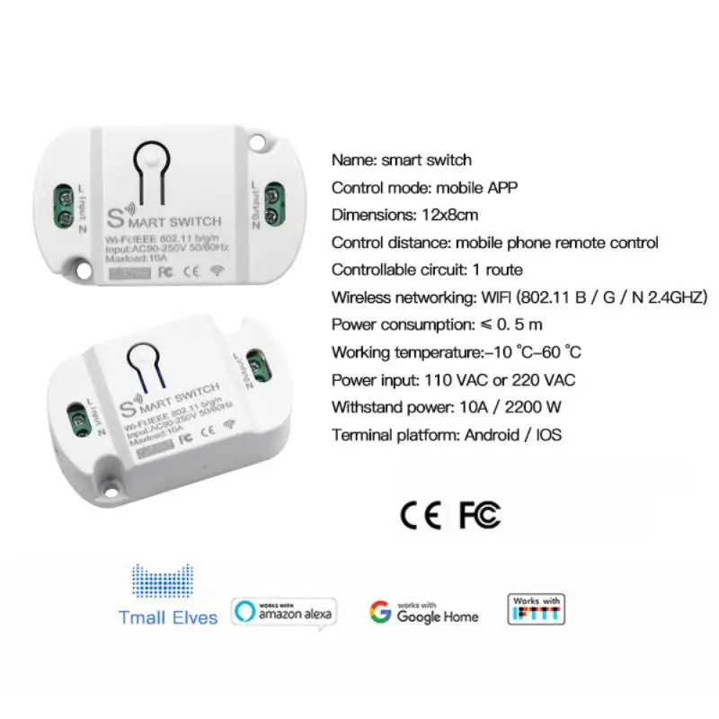 Aubess Tuya Smart Wifi 10A Switch Timer Switches Smart Home Automation Compatible With Alexa Google Home IFTTT Smart Life APP