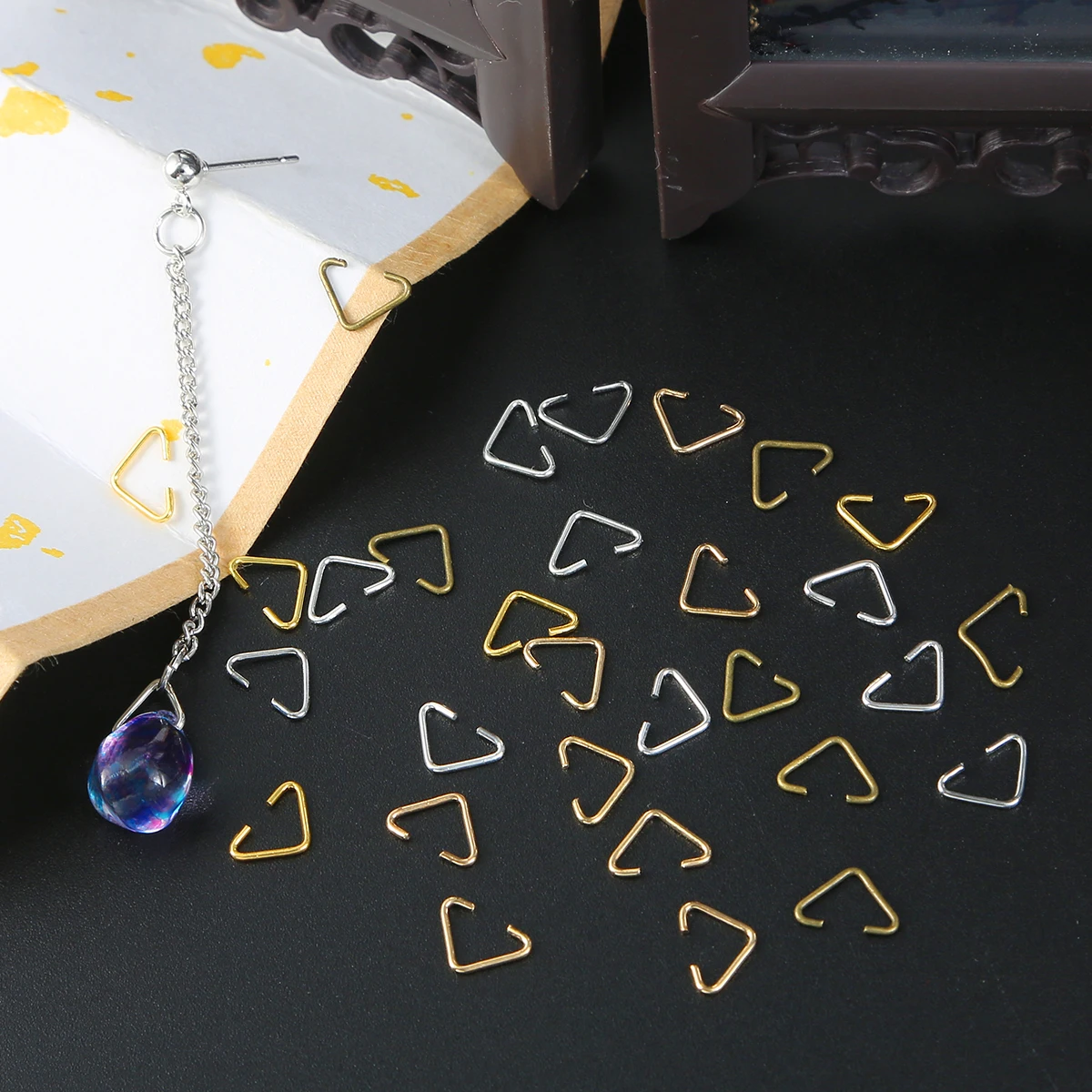 20-100pcs 6x10mm Metal Iron Triangle Clasps Buckle For DIY Earrings Bracelet Necklace Jewelry Making Accessories