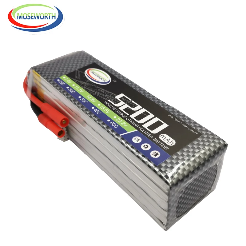 MOSEWORTH Batterien 6S 22,2V 5200mAh 75C Max 150C RC LiPo Batterie 6S Für Hubschrauber Flugzeug quadcopter Flugzeug Drone