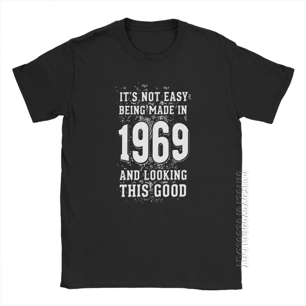 Men's Anniversary Birth Year T-Shirt Fun 1969 Birthday T-Shirt 50Th Anniversary Gift Men's T-Shirt Basic Round Neck Printed T-Shirt