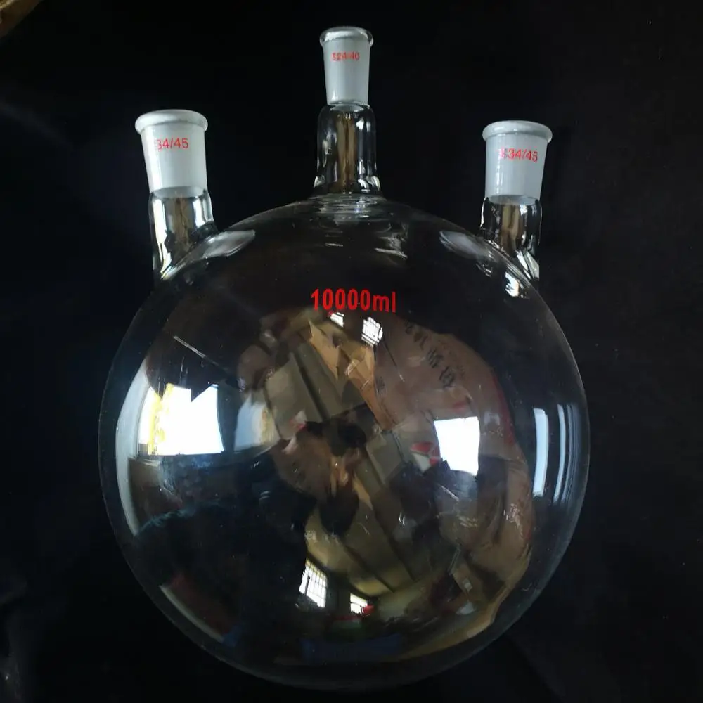 

Glass Three Vertical Necks 10L Boiling Flask With Center Joint 24/40 And Sides 34/45