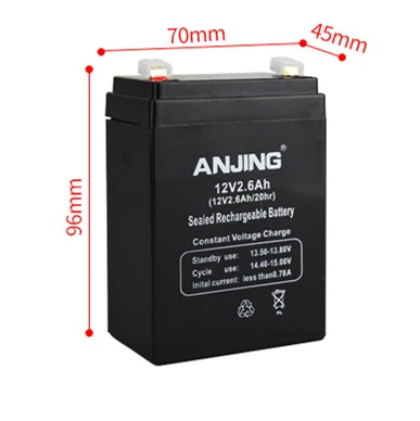 ANJING 12V 2.6AH Battery for Backup Power LED Emergency Light Children Toy Car Lead-Acid Accumulator Replacement Maintenance