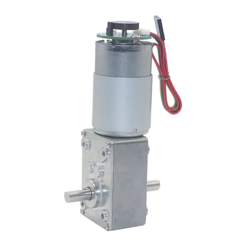 1pcs Dual Shaft DC12V 24V 16-470rpm Turbo Worm Speed Reduction Gear Motor With Code Disk Encoder 5840-555