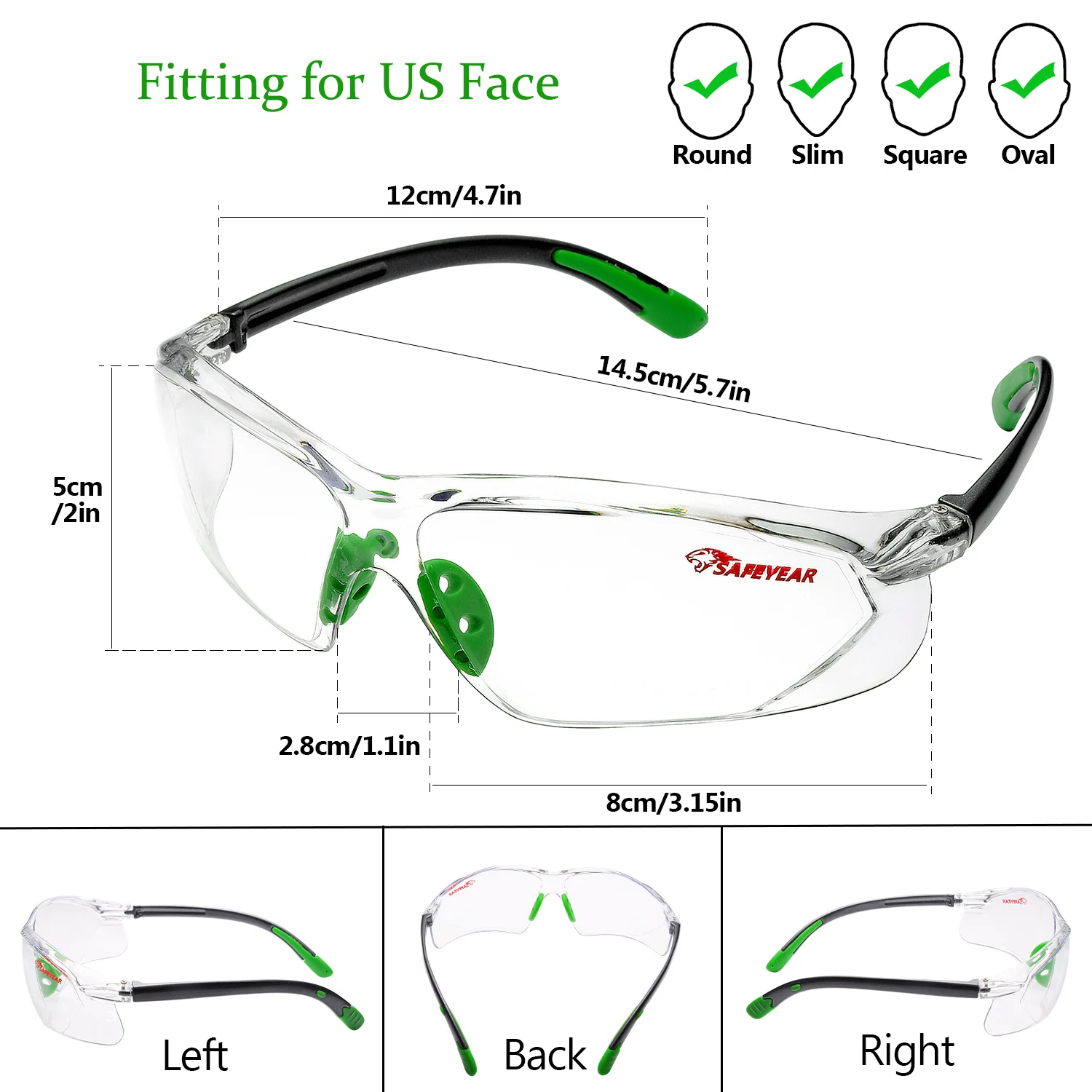 SAFEYEAR Safety Glasses Z87+ Lab Work Protective Anti-Fog Seal Eye Protection Goggles Work Glasses Anti-Scratch