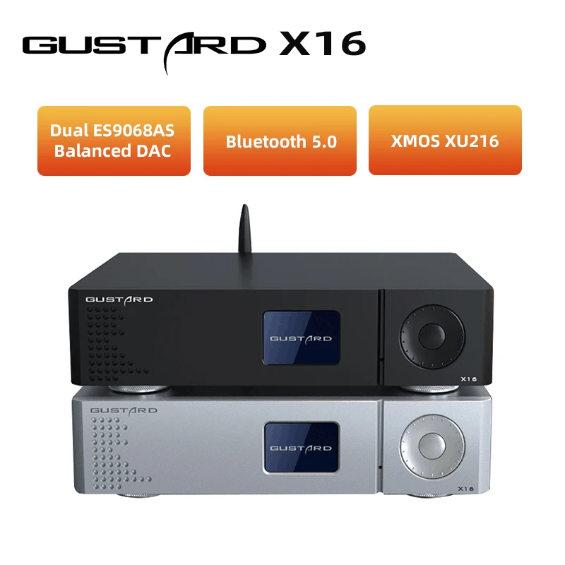 GUSTARD DAC-X16 MQA Decoder Bluetooth5.0 Dual ES9068AS Native Balanced DAC X16 Full Decoding DSD512 XU216 USB IIS X16