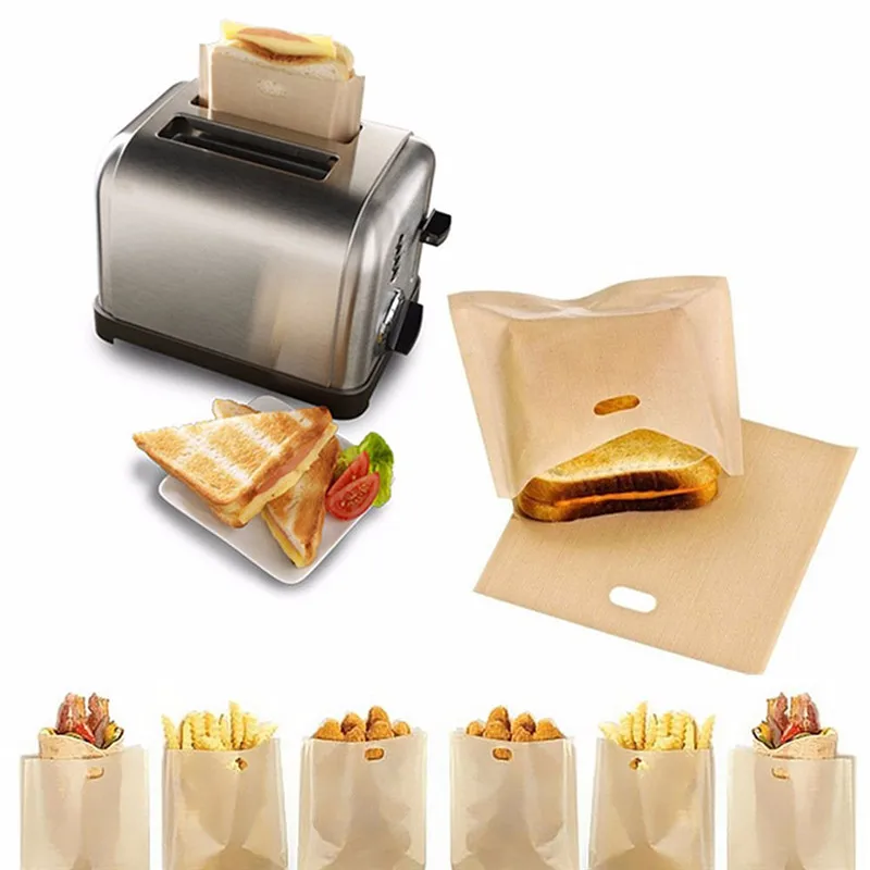 

6PCS Reusable Toaster Toastie Bread Sandwich Toast Bags for Grilled Cheese Sandwiches Pockets Toasty Toastabags Kitchen Tools