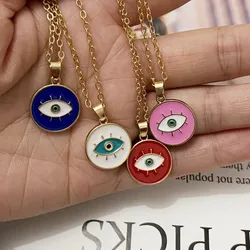 1PC Enamel Evil Eyes Pendant Necklace For Womens Jewelry Big Turkish Eye Chains Choker Necklaces Clavicel Chains Lucky Jewelry