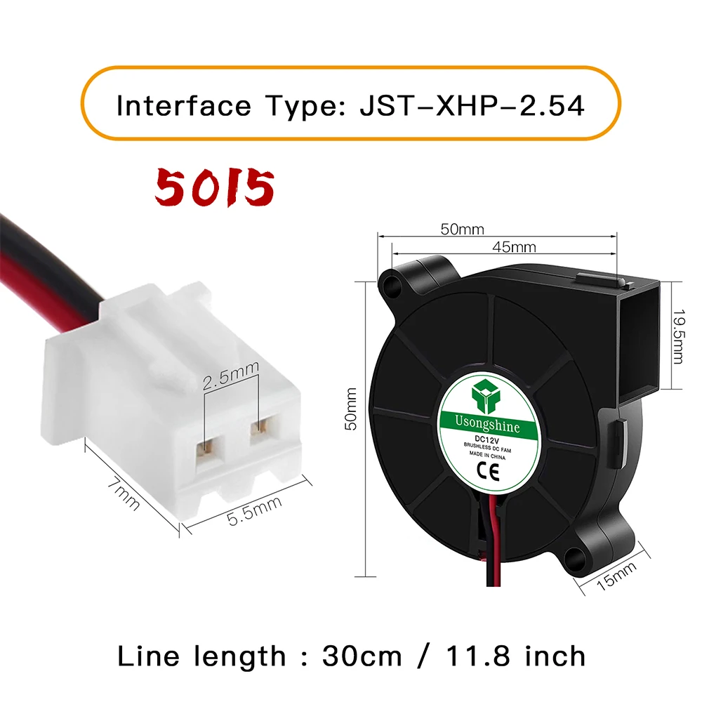 5015/4010/4020 12V/24V Cooling Turbo Fan Brushless 3D Printer Parts 2Pin For Extruder DC Cooler Blower Part Black Plastic Fans