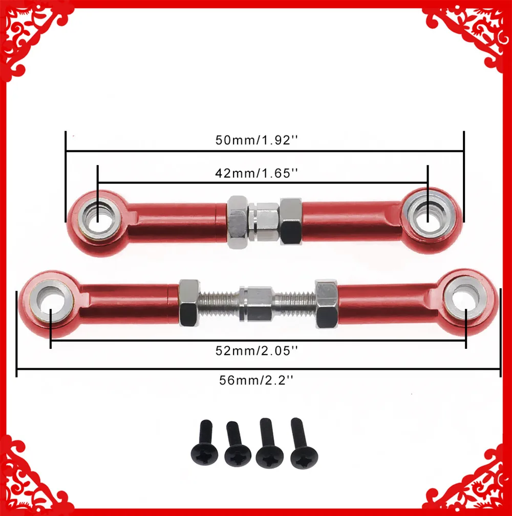 Alloy 2pcs front suspesnion turnbuckle tie/link rod M3 for rc hobby model car 1-14 Wltoy 144001 buggy option parts hop-ups parts