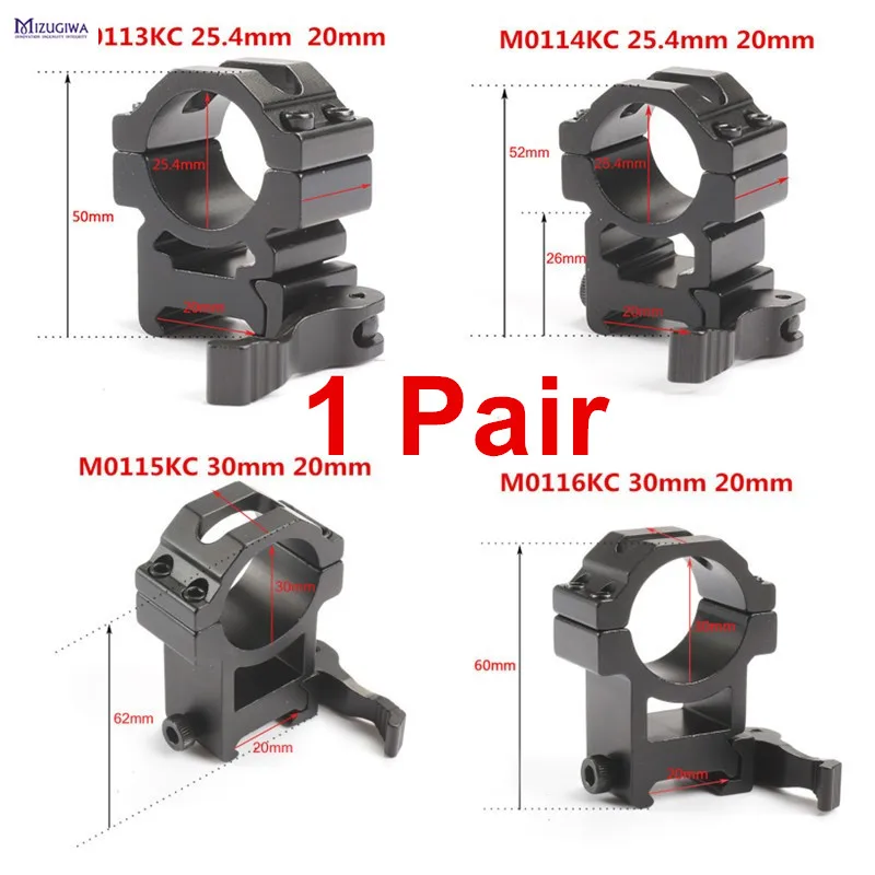 MIZUGIWA Taktische QD Scope Mount Adapter 20mm Picatinny Schiene Weaver Pistole Airsoft Barrel Ring 25,4mm 30mm Gewehr jagd Caza