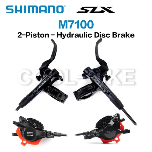 Imagen 2 del producto Shimano-Juego de frenos de disco hidráulicos SLX M7100, 2 pistones, M7120, 4 pistones, para bicicleta de montaña MTB, freno de 800/900mm, 1500/1600mm