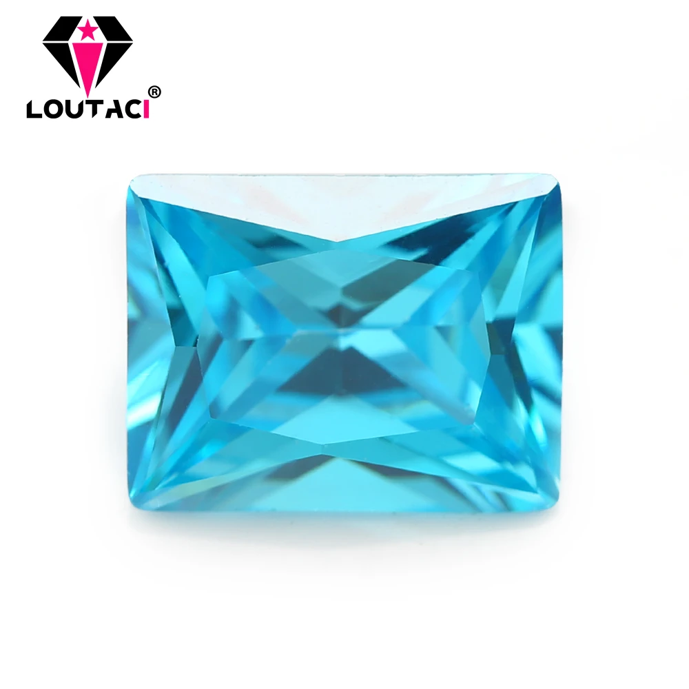 

LOUTACI Cubic Zirconia Gemstone 5A CZ Baguette Shape Aquamarine Color Middle Size 4x8-8x10mm