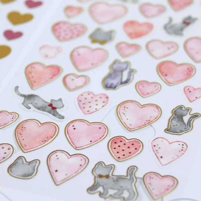 1pcs/lot Kawaii Stationery Stickers Pink love Bronzing Diary Planner Decorative Mobile Stickers Scrapbooking DIY Craft Stickers