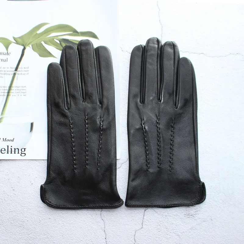 New sheepskin gloves men\'s leather unlined thin summer can touch screen outdoor sports driving riding gloves spring and autumn