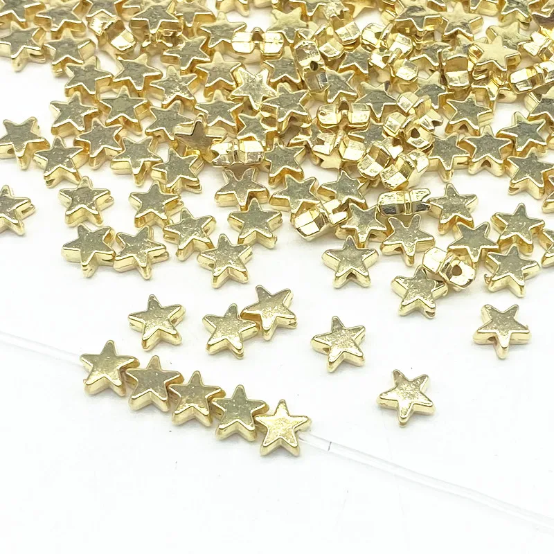 About 6mm Gold Color Silver  Star Bead Loose Spacer CCB Acrylic Beads DIY Jewelry Making Findings Charm image 2